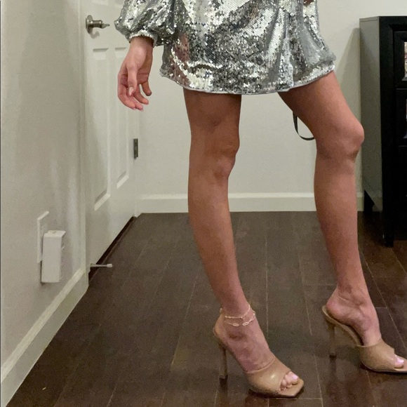 Sequin Long Sleeve Dress w/ Belt - Picture 9 of 14